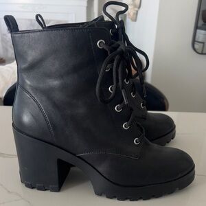 Black Lace-Up Ankle Boots